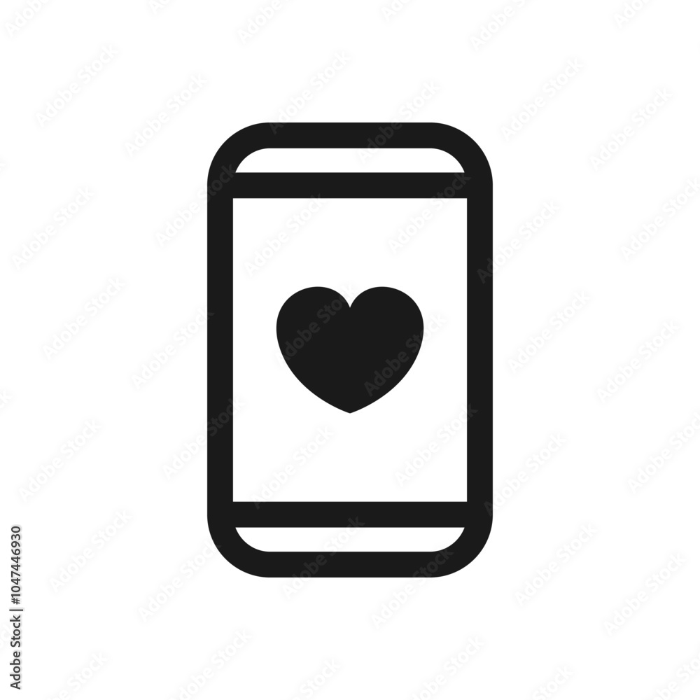 smartphone with love heart symbol icon smartphone with love heart symbol icon
