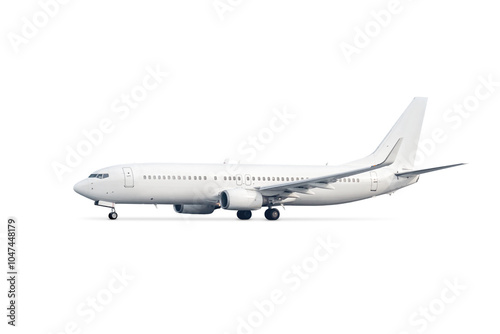 Modern white passenger aircraft isolated