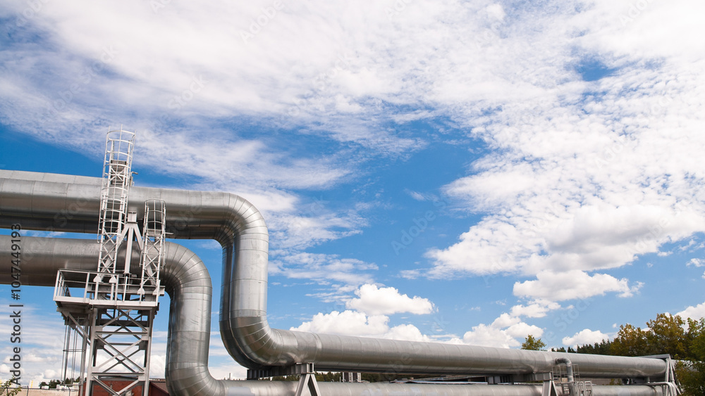 pipeline, blue sky and clouds in the background pipeline, blue sky and clouds in the background