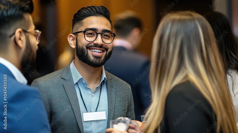 Happy Man Smiling at Business Event Gathering