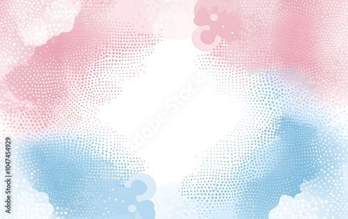 Abstract pastel pink and blue watercolor background with white space in the center.