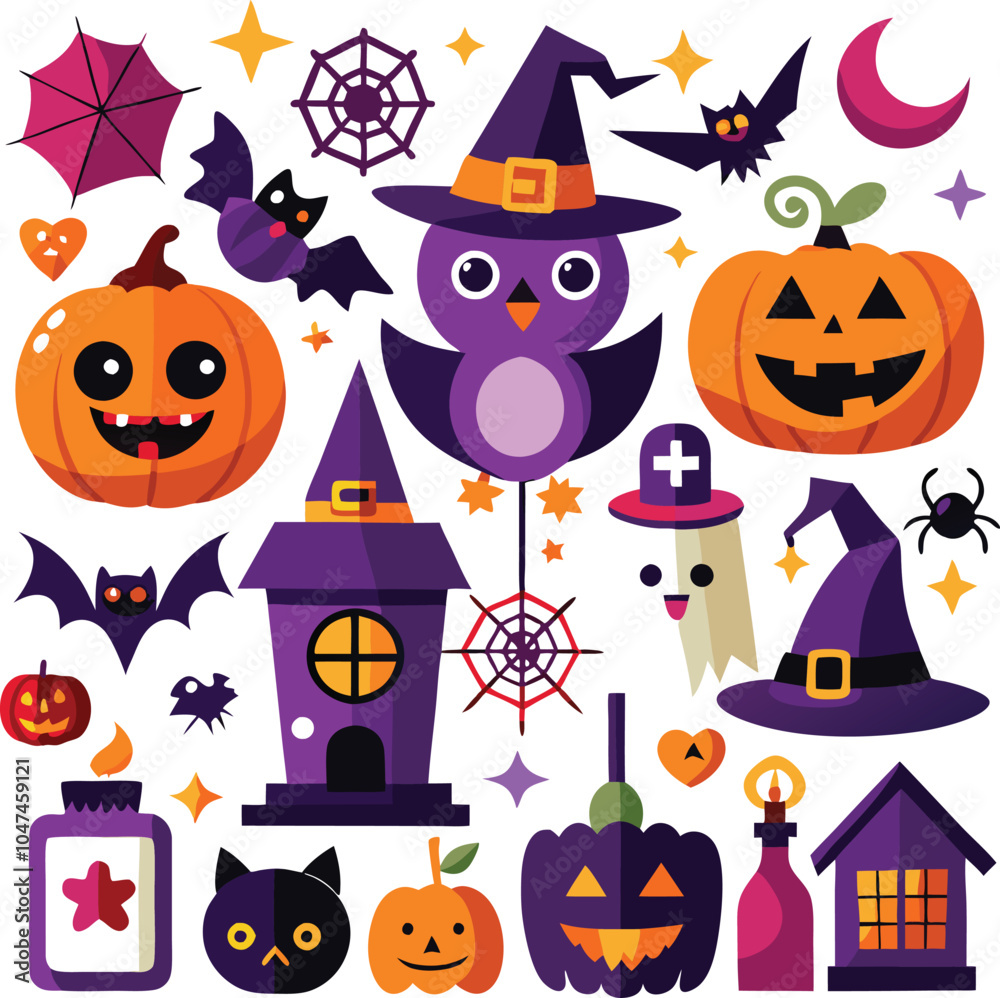 Halloween Spooky Characters Objects Design Halloween Spooky Characters Objects Design