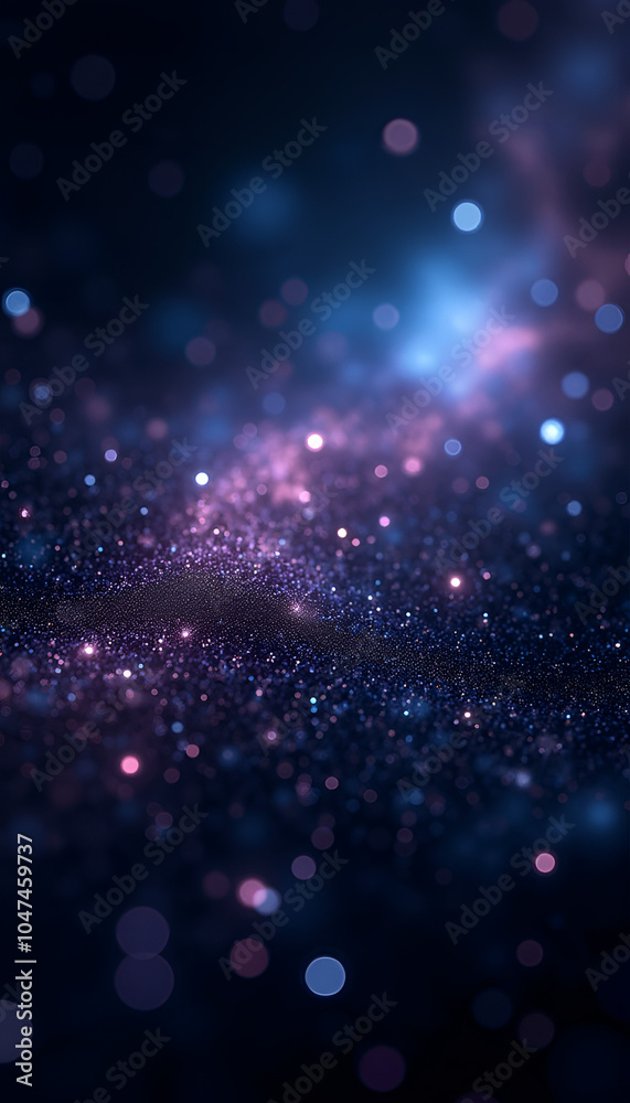 Cosmic Galaxy Sparkles in Deep Blue and Pink with copy space