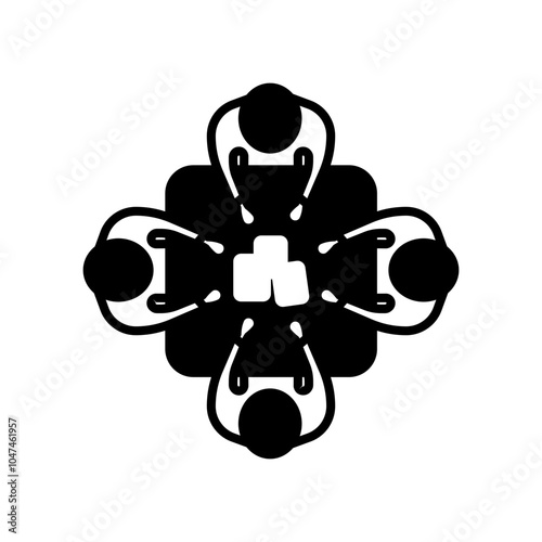 Group Meeting Glyph Icon, Vector illustration