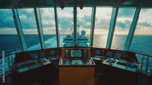 View from Ship Control Room Overlooking the Ocean