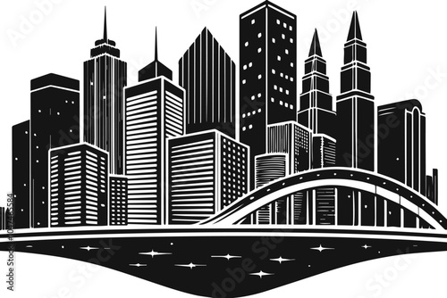 Silhouette of a Modern City Skyline victor illustration