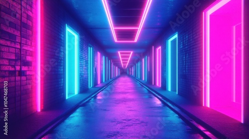 Neon City Landscape at Night