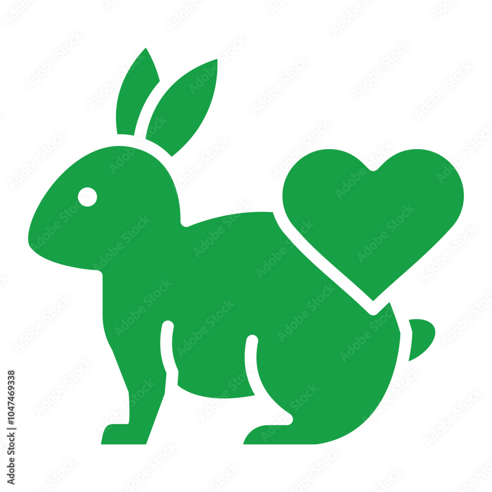 Vector icon of Cruelty free. This icon features a bunny with a heart, symbolizing the commitment to animal welfare and ethical practices. Vector icon of Cruelty free. This icon features a bunny with a heart, symbolizing the commitment to animal welfare and ethical practices.