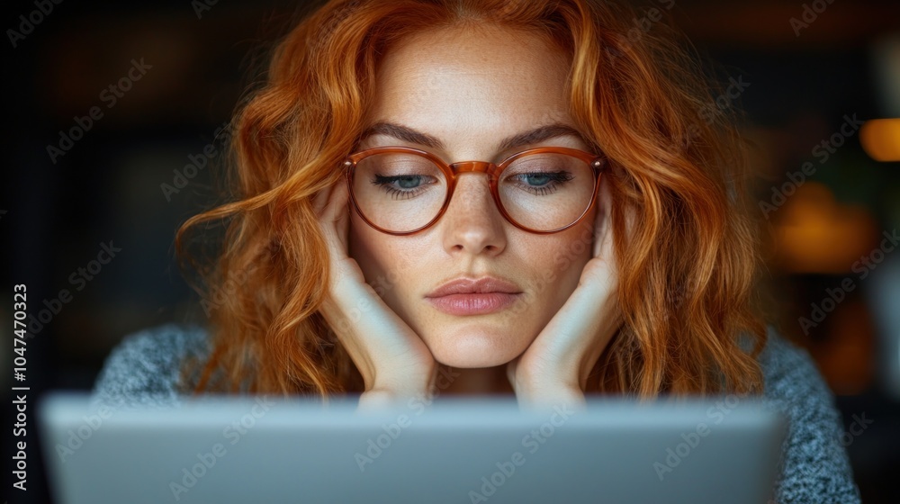 Woman struggling to concentrate while working at a noisy cafe, representing the challenges of maintaining focus in a busy environment Woman struggling to concentrate while working at a noisy cafe, representing the challenges of maintaining focus in a busy environment