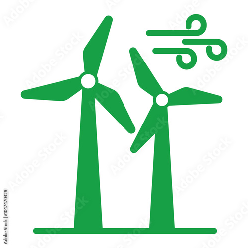 Vector icon of Wind Turbine. This icon depicts wind turbines, symbolizing renewable energy and the shift towards sustainable power sources.