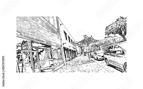 Obraz na płótnie Print Building view with landmark of Sumter is the city in South Carolina. Hand drawn sketch illustration in vector. w salonie