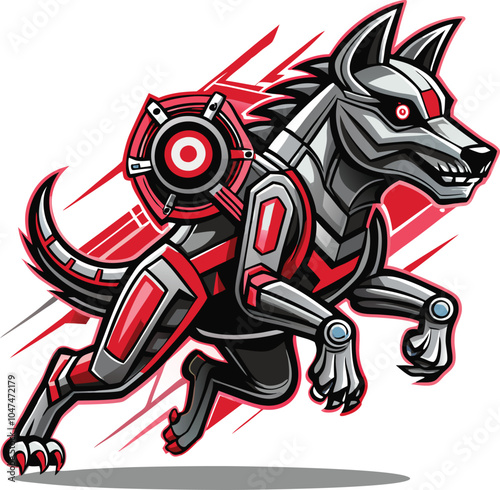 Cybernetic Wolf Robot Running Futuristic Design