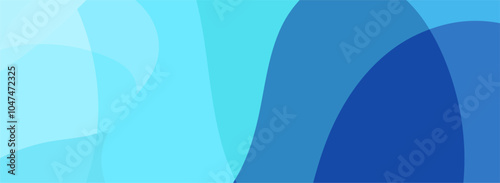 Abstract blue and cyan gradient background with curved shapes.