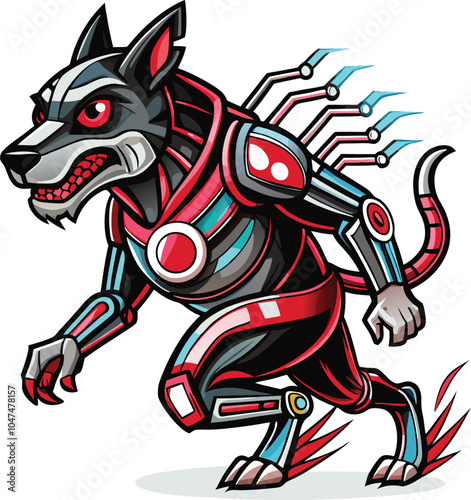 Cybernetic Canine Running Futuristic Tech