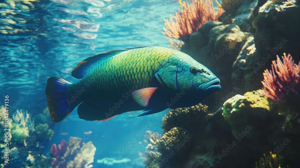 Vibrant Fish Swimming in Coral Reef Underwater Scene Vibrant Fish Swimming in Coral Reef Underwater Scene