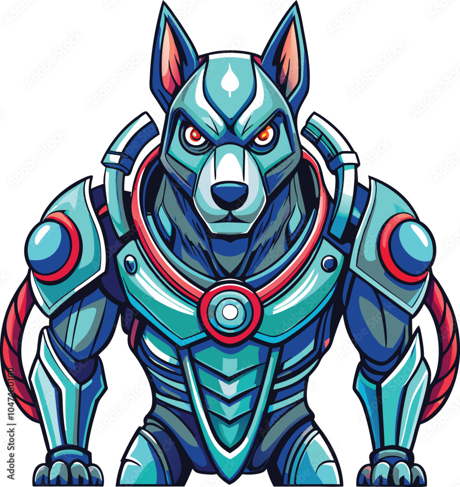 Obraz premium Cybernetic Canine Warrior In Futuristic Armor