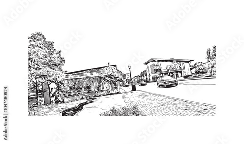 Print Building view with landmark of Sumter is the city in South Carolina. Hand drawn sketch illustration in vector.