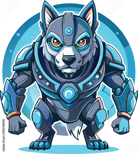 Cybernetic Wolf Warrior Futuristic Design