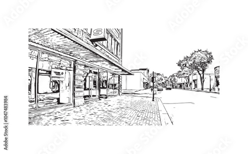Obraz na płótnie Print Building view with landmark of Sumter is the city in South Carolina. Hand drawn sketch illustration in vector. w salonie