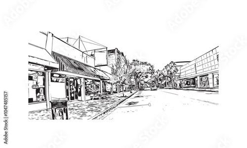 Obraz na płótnie Print Building view with landmark of Sumter is the city in South Carolina. Hand drawn sketch illustration in vector. w salonie