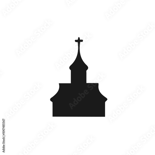 Temple or church in black color, built temple icon or church icon.