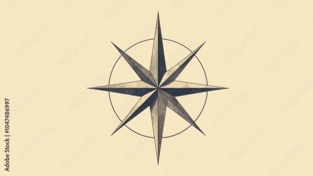 Sleek Compass Rose Featuring a Highlighted North Direction Sleek Compass Rose Featuring a Highlighted North Direction