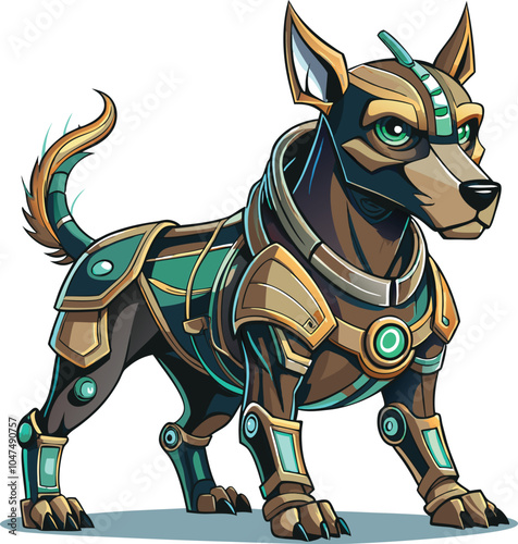 Cybernetic Dog  Armor  Futuristic  Creature  Design  Illustration