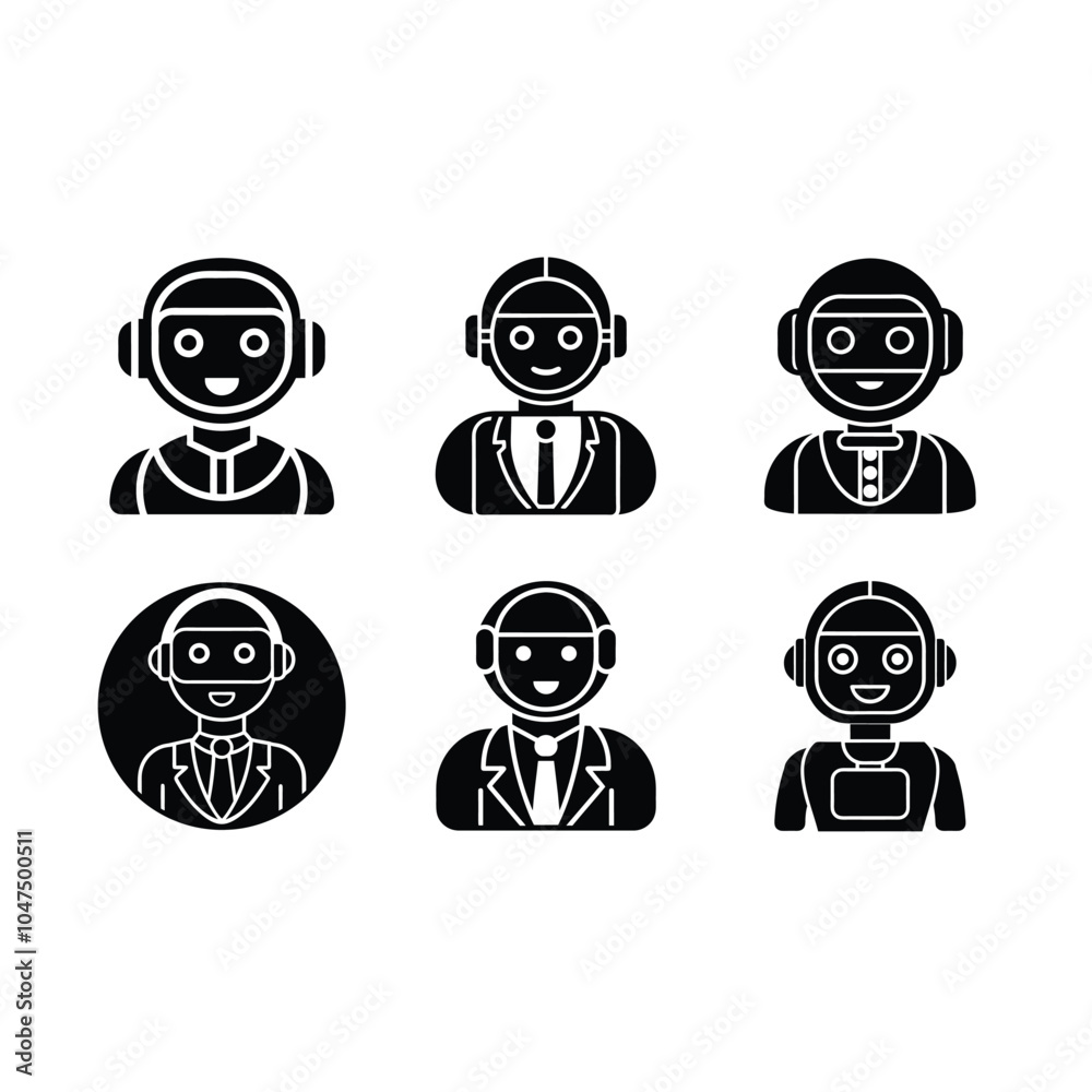  Digital Assistant Vector Illustration – AI Virtual Helper Icon for Print & Web