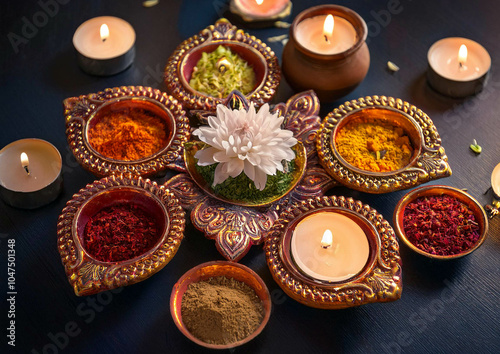 glowing lamps for the Hindu festival of Diwali