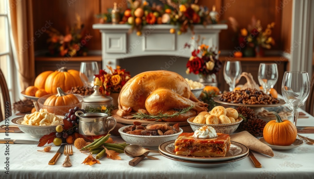 Thanksgiving feast with seasonal delights Thanksgiving feast with seasonal delights
