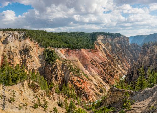 Yellowstone National Park from Artist Point Overlook with view of the Grand Canyon of the Yellowstone River 
