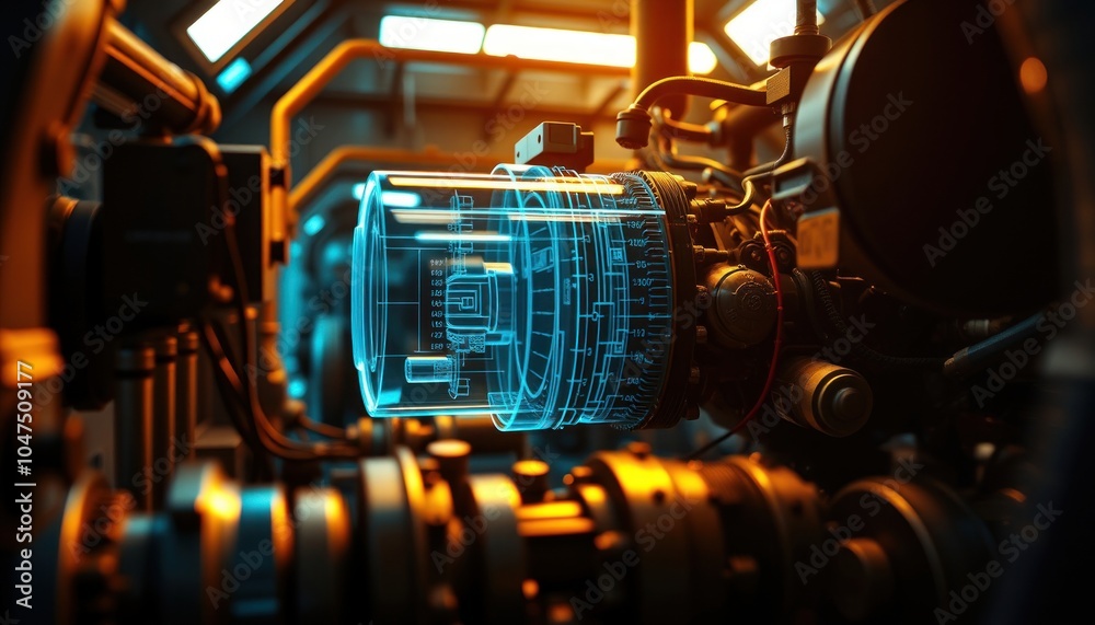 Fototapeta premium Futuristic machine component in industrial setting