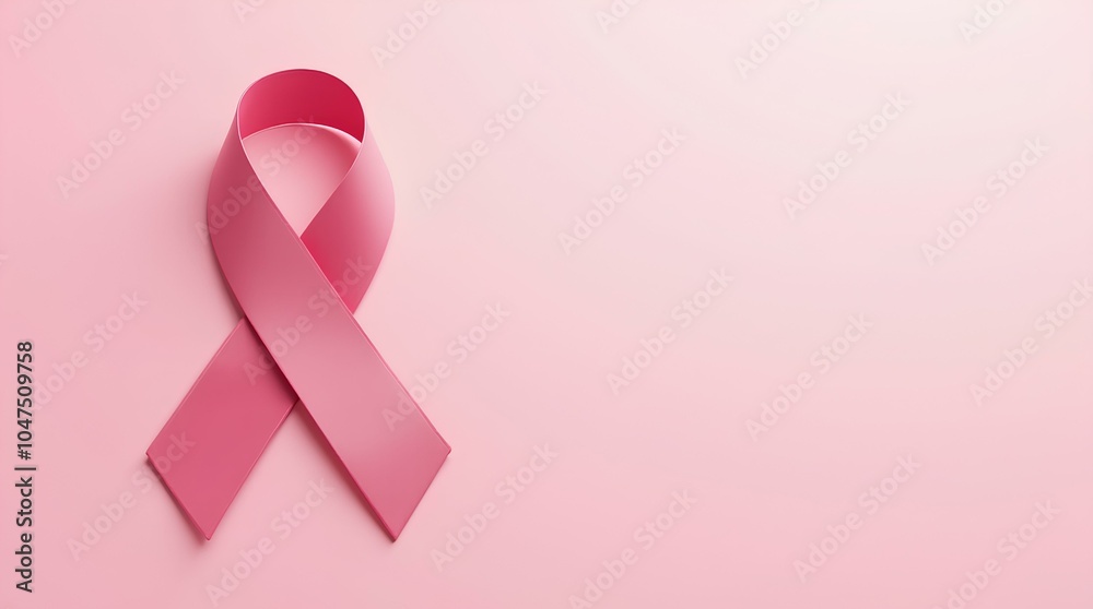 Clean and simple background with a pink ribbon related to breast cancer awareness and a tag for the text. Clean and simple background with a pink ribbon related to breast cancer awareness and a tag for the text.