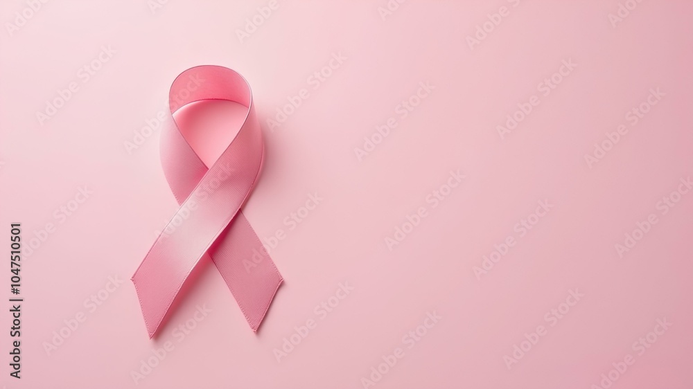 Clean and simple background with a pink ribbon related to breast cancer awareness and a tag for the text. Clean and simple background with a pink ribbon related to breast cancer awareness and a tag for the text.