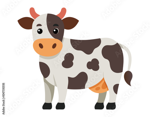 cow animal flat style isolated on white background. Vector illustration