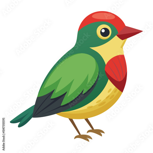 cuban tody bird flat style isolated on white background. Vector illustration