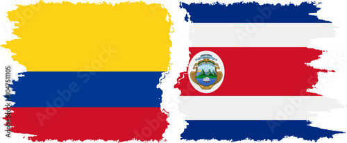 Free Download Costa Rica and Colombia grunge flags connection, vector - GFXLoad
