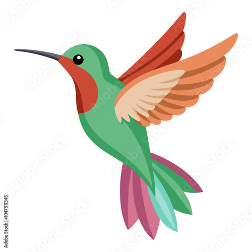 hummingbird bird flat style isolated on white background. Vector illustration