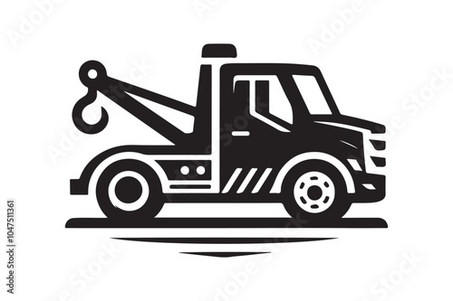 Tow Truck Silhouette Illustration – High-Resolution Vector for Designers