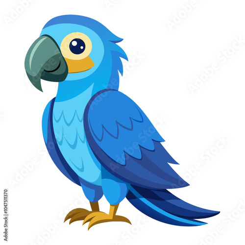 hyacinth macaw bird flat style isolated on white background. Vector illustration