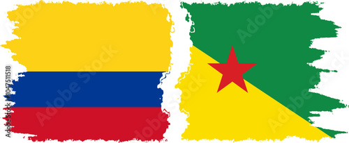 Free Download French Guiana and Colombia grunge flags connection, vector - GFXLoad