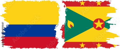 Free Download Grenada and Colombia grunge flags connection, vector - GFXLoad