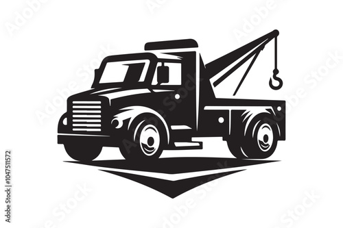 Tow Truck Silhouette Illustration – High-Resolution Vector for Designers