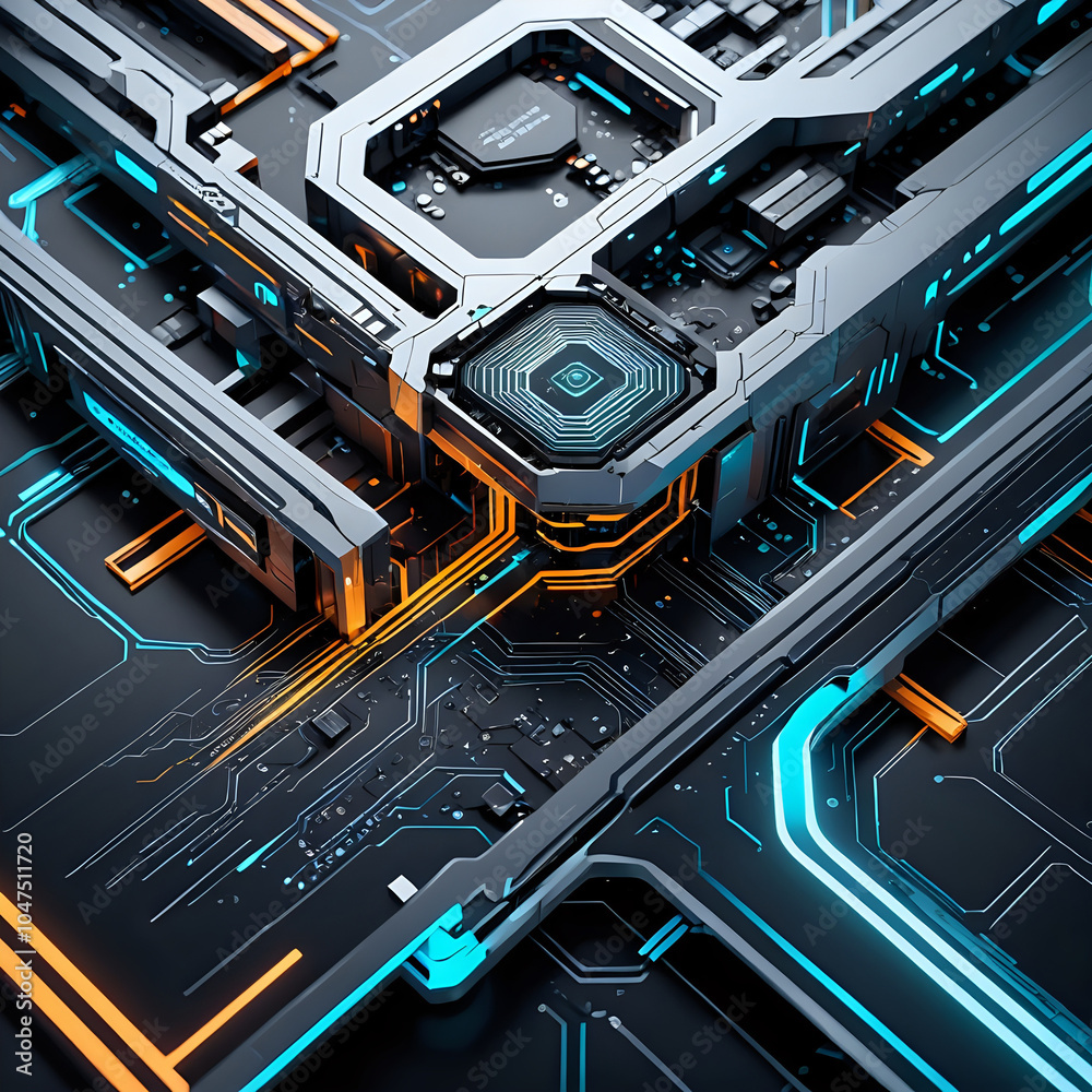 Obraz premium Abstraktion Technische Innovationsfantasie 1х1. Hintergrund für das Design 6.