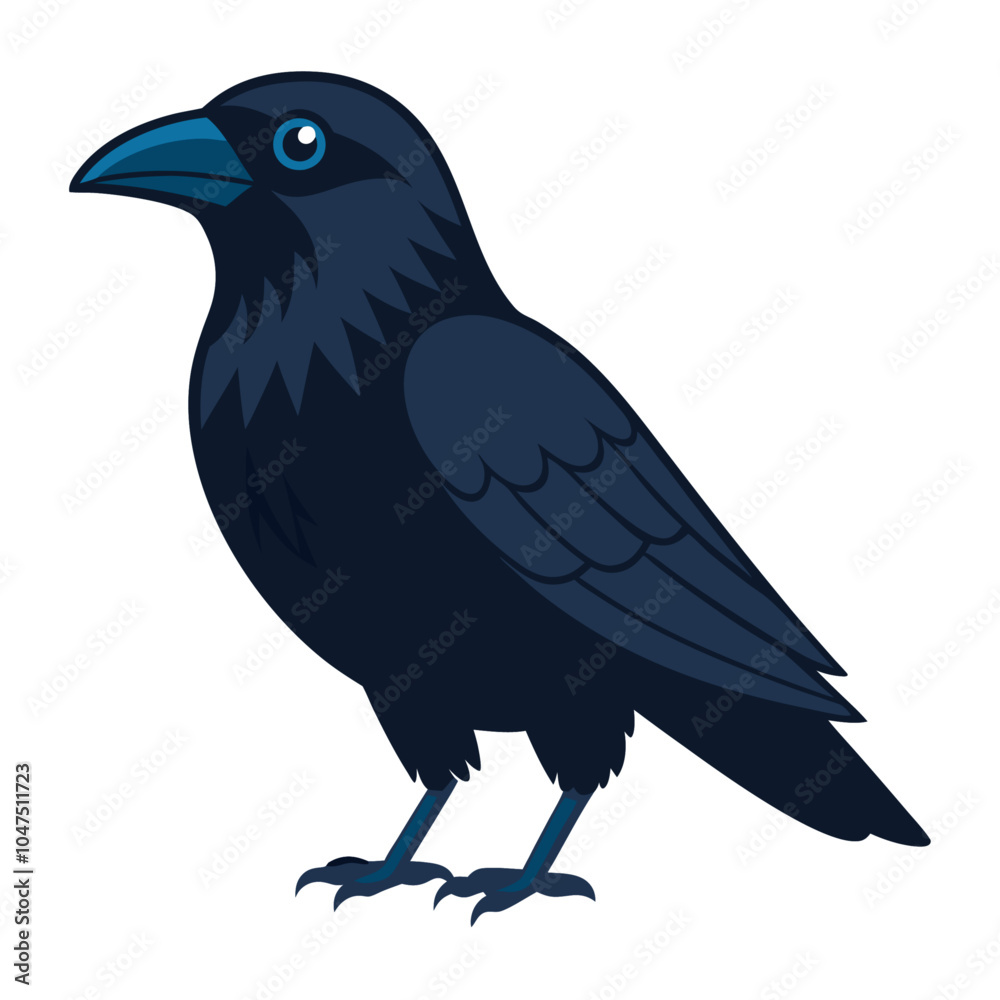 raven bird flat style isolated on white background. Vector illustration raven bird flat style isolated on white background. Vector illustration