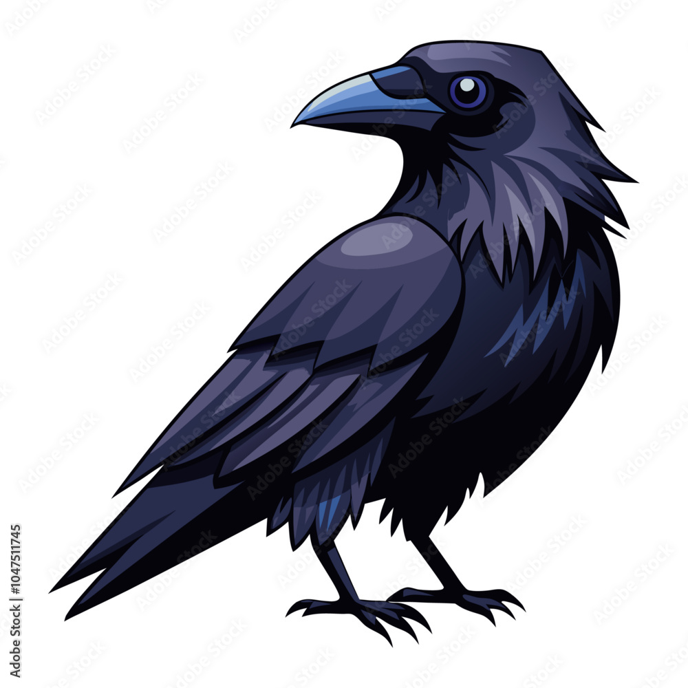 Fototapeta premium raven bird flat style isolated on white background. Vector illustration