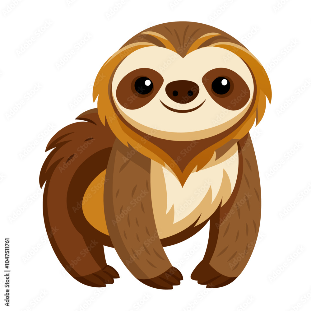 Fototapeta premium sloth animal flat style isolated on white background. Vector illustration