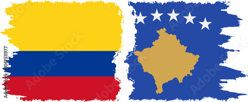 Free Download Kosovo and Colombia grunge flags connection, vector - GFXLoad