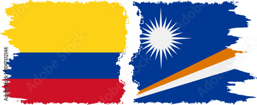 Free Download Marshall Islands and Colombia grunge flags connection, vector - GFXLoad