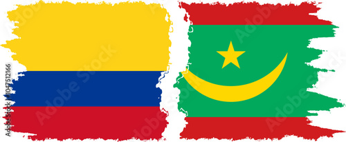 Free Download Mauritania and Colombia grunge flags connection, vector - GFXLoad